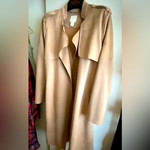 Suede like long coat for spring- pink - new -size 12